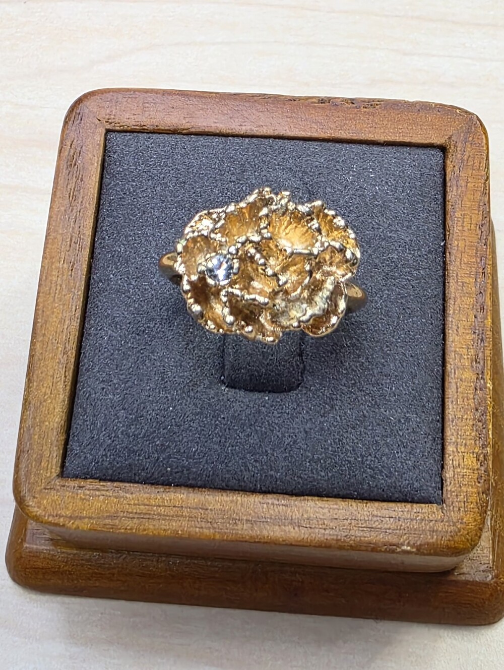 Vintage Flowerblaze Gold Carnation Ring (Size 7) Adjustable